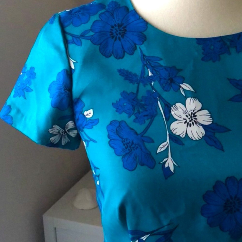 J.Crew Teal Floral Flare Night Out Dress